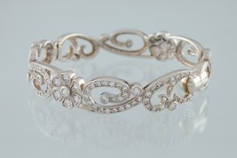 Magnifique Argent Sterling Floral Zircone Bracelet Par Joseph Esposito - $274.26 CAD