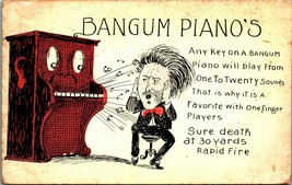 Comic Postcard Bangum Pianos Sure Death Rapid Fire 1907 DB Postcard - £4.60 GBP