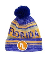 Florida FL Patch Fade Out Cuffed Knit Winter Pom Beanie Hat (Royal/Orange) - £11.95 GBP