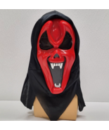 Vintage Funworld Ghost Devil Vampire Mask Red Evil Face Hooded Adult Hal... - $49.74 CAD