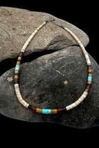 Vintage Santo Domingo Sterling Turquoise Multi Stone Heishi Bead Choker ... - £39.70 GBP