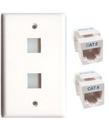 TechCraft Cat6 Keystone Kit - Double Keystone Wallplate &amp; Jacks Combo - ... - $8.15 CAD