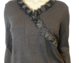 Cyrus Women&#39;s V-Neck Sweater with Rosette Trim Black, Fits L - $14.24