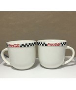 Coca-Cola Black Checkers White Coffee Tea 2 mugs cups by Gibson 2002 - £7.58 GBP