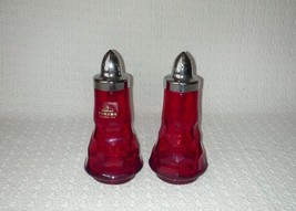 Vintage Viking GEORGIAN Ruby Red Glass Salt &amp; Pepper S&amp;P Shakers - £19.70 GBP