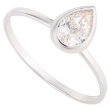 Certified Pear Shape Diamond Solitaire Engagement Ring in 18k White Gold - £1,024.77 GBP
