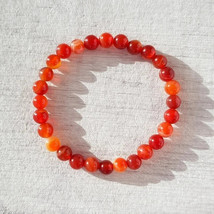 Red Carnelian 8mm Round Beads Healing Calming Gemstone Mala Bracelet - $19.55