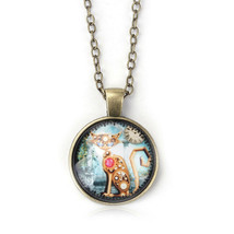 Steampunk Cat Pendant Necklace Antiqued Bronze 19&quot; Cable Chain Animal Jewelry - £11.98 GBP