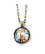 Steampunk Cat Pendant Necklace Antiqued Bronze 19&quot; Cable Chain Animal Je... - £11.72 GBP