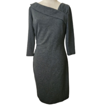 Tahari Dark Gray Fitted Midi Dress Size 6 - £35.52 GBP