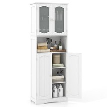 64.5&quot; Tall Bathroom Storage Cabinet with Frost Glass Doors and Shelves - $2,982.39 MXN