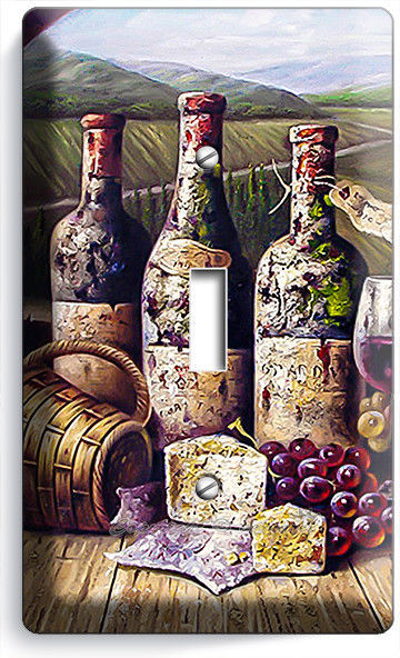 VINTAGE WINERY WINE CELLAR BOTTLES SINGLE LIGHT SWITCH WALL PLATE KITCHEN DECOR
