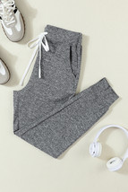 Gray Drawstring Elastic Waistband Pocketed Joggers - $241.02 MXN