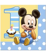 Disney Mickey Mouse 1st Birthday Party Lunch Dinner Napkins 16 Per Packa... - €5,96 EUR