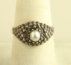 Vintage sterling silver raindrop freshwater pearl ring - £27.69 GBP