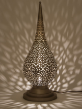 MOROCCAN TRADITIONAL  FLAME Nickel Table Lamp - Medium - £226.27 GBP