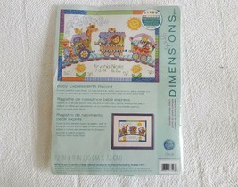 Dimensions Cross Stitch Kit Baby Express Birth Record-Animal Train New S... - $14.99