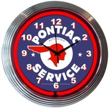 Gm Pontiac Authorized Service Neon Clock 15&quot;x15&quot; - £67.38 GBP