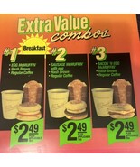 Vintage 1991 McDonald&#39;s 13.5 x 13.5 &quot; Extra Value Breakfast Combo Transl... - $20.44