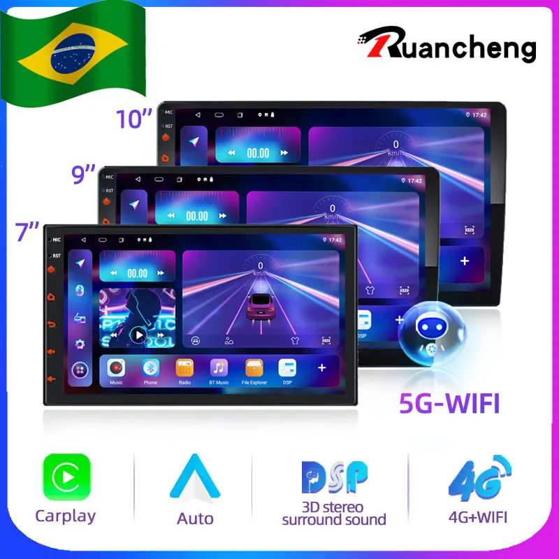 2 Din Android 7 9 10 13.1 Inch 2K Car Multimedia Video Player Universal 2DIN - £59.10 GBP+