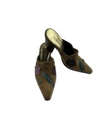 Sam &amp; Libby Mules Clogs Women 8.5M Setmeups Shoes Brown Suede Floral Cas... - $506.94 MXN