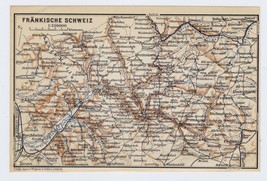 1910 ANTIQUE MAP OF FRANCONIAN SWITZERLAND EBERMANNSTADT PEGNITZ BAVARIA... - $23.10