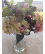 multicolored silk floral arrangement attached within the glass of the vaseo - £23.58 GBP