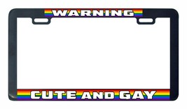 Warning cute and Gay Lesbian pride rainbow LGBTQ license plate frame - £6.31 GBP