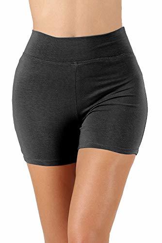 NioBe Clothing Womens Workout High Rise Thick Band Biker Running Cotton Shorts (