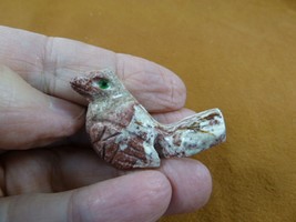 y-BIR-SO-4 little red gray SONGBIRD BIRD stone soapstone figurine PERU b... - $8.59