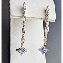 D2N 925 Sterling Silver Tanzanite And Diamond Drop 2 Way Earrings At - £84.19 GBP