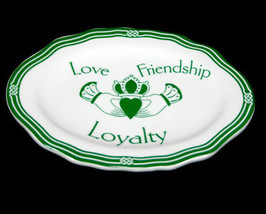 Celtic Ceramic Jewelry Plate in Green and White - $5.99