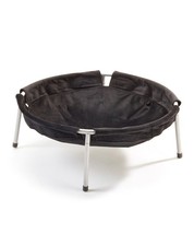 Elevated Pet Bed with Luxe Black Velvet Cover 17" Diameter Rubber Feet Cat Dog