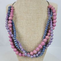 Vintage Casual Career Paper Beaded Necklace 36 Inch Pink Lavender Blue - $224.91 MXN