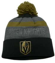 Vegas Golden Knights NHL Striped Knit Beanie Pom Pom Winter Hat by Fanatics - £17.78 GBP