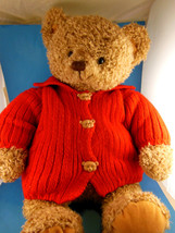 Hallmark Mary Teddy Bear Plush In Red Sweater 18&quot; Large Shaggy fur pile ... - $18.55