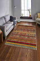 LaModaHome Area Rug Non-Slip - Colourful Striped and Ethnic Soft Machine Washabl - £24.28 GBP+