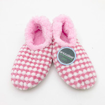 Snoozies Women&#39;s Harlequin Classic Pink &amp; White Slippers Medium 7/8 - $12.86