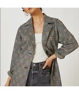 ANTHROPOLOGIE Avec Les Filles Ponte Plaid Long Line Blazer Size XS Swiftie - €61,73 EUR