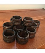 Lot of 12 Ridged Dark Wood Wooden Round Napkin Rings – 1.5 inches in dia... - £8.32 GBP