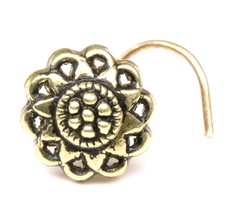 Ancien Moghol Floral Or Finition Nez Clou Tire-Bouchon Piercing Bague Courbure L - £14.61 GBP