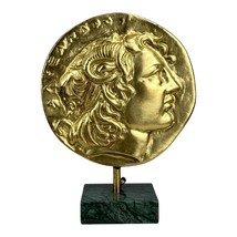Alexander der Große Portrait Kopf Büste vergoldet Kupfer Echt Bronze Münze - $138.84