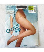 Vintage JC Penney Control Top Super Shaper Pantihose Navy Sheer Toe/Heel... - $179.92 MXN