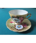 Enesco Japan  Coffee Cup And Saucer - Pink And Blue Flowers Touches Of G... - $62.52 CAD