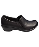 Clarks Grasp Chime Clogs Shoes Womens 8M Black Leather Slip Resistant 26... - $32.37