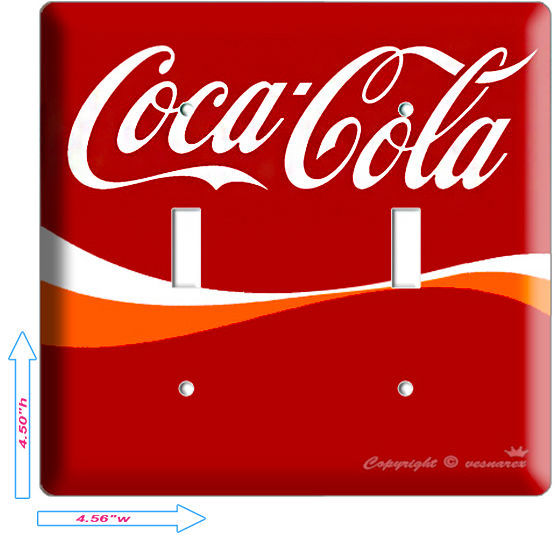 COCA-COLA CLASSIC ORANGE DOUBLE LIGHT SWITCH COVER WALL PLATE RETRO VINTAGE COKE
