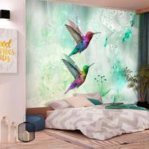 Tiptophomedecor Animal Wallpaper Wall Mural - Colourful Hummingbirds Green - £47.95 GBP+