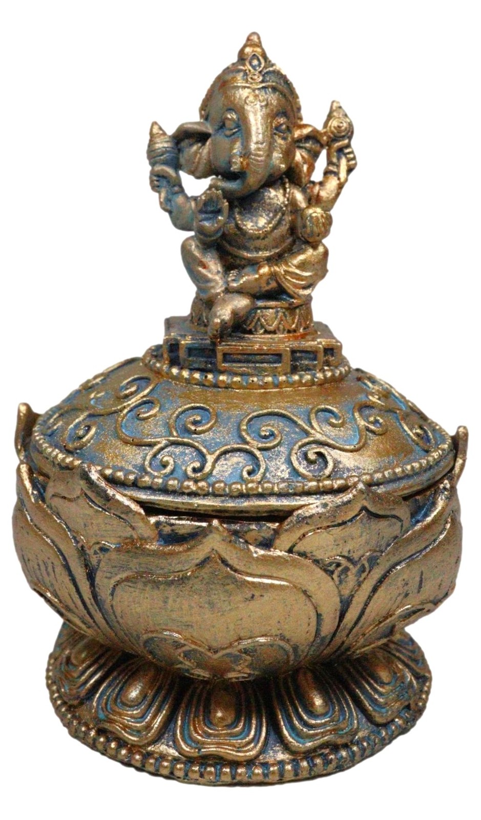 Hindu Vastu Yoga Ganapati Ganesha Sitting On Mandala Flower Decor Trinke... - $25.99