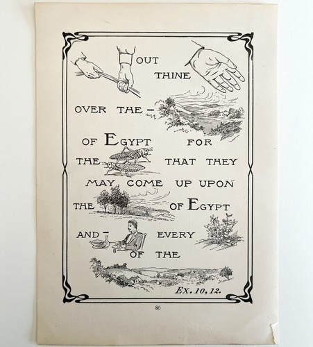 1901 Bible Passage Exodus 10:12 Victorian Word Symbol Puzzle Religious DWDD8 Item image 2