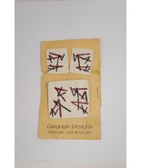 Gargoyle Designs Ceramic Art Jewelry ~ Earrings &amp; Pin Set RARE - £23.58 GBP